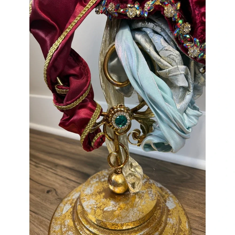 Mark Roberts Angel Candle Holders 2 Large 26in Gold Burgundy Jeweled 2023 Collec